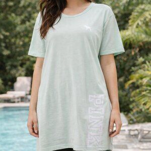 Victoria’s Secret PINK Tunic Tee Loose Fit Extra Long Dog Logo NWT L